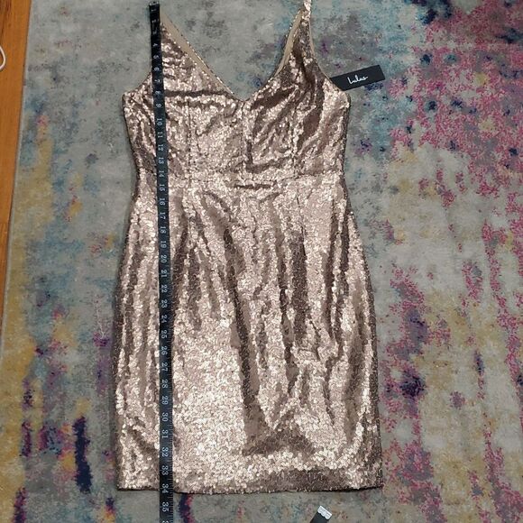 Lulu's Gold Sequin Mini Dress Size M - Picture 11 of 13